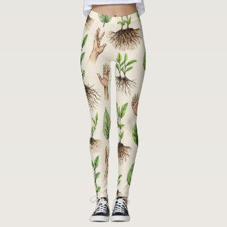 Leggings Graines Roots forts main Motif sans couture