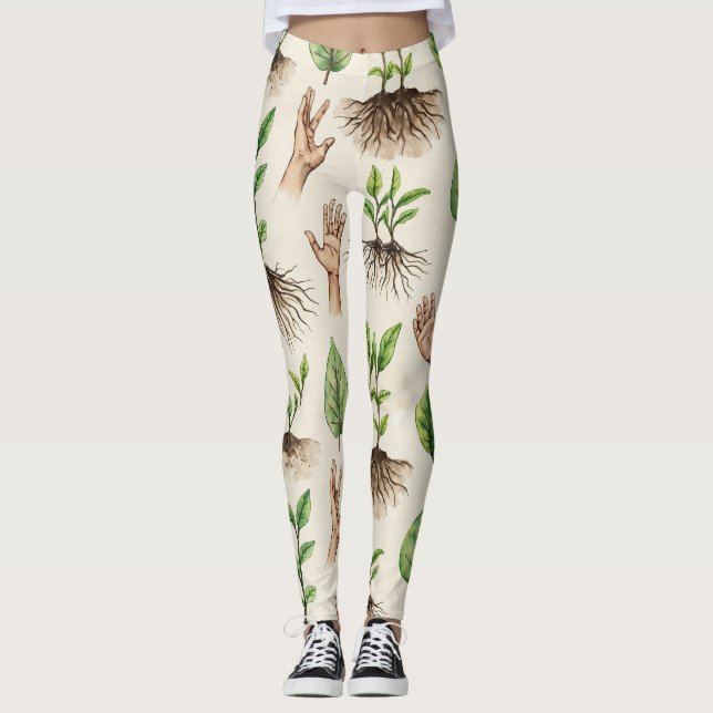 Leggings Graines Roots forts main Motif sans couture (Devant)