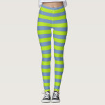 Leggings Graines vertes et bleues/grises<br><div class="desc">Art numérique Abstrait de rayures vert citron et bleu/gris</div>