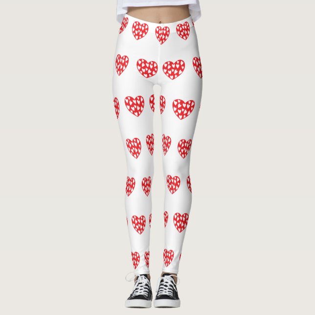 Leggings Grand coeur rouge avec peu de coeur (Devant)