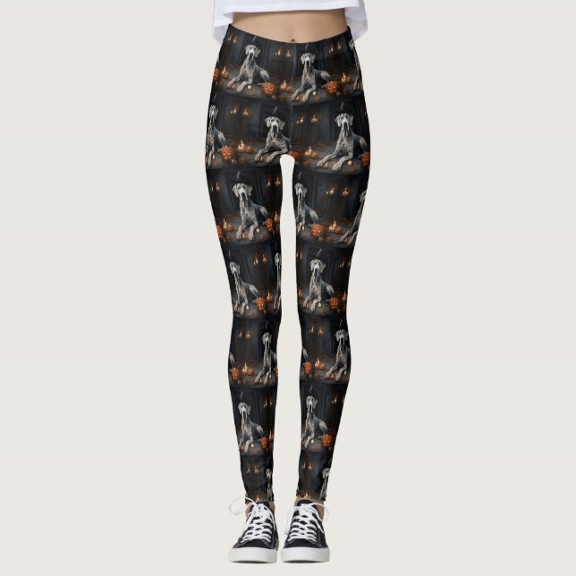 Leggings Grand Dane Citrouille Halloween flip d'effroi (Devant)