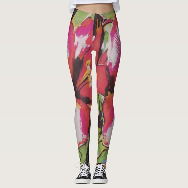 Leggings grand design abstrait coloré contemporain (Devant)