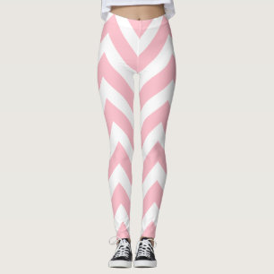 Leggings Grand format rose et blanc Chevron