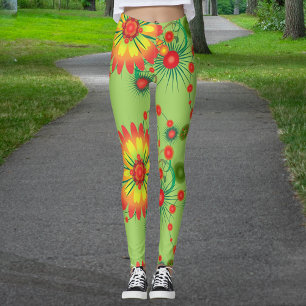 Leggings Grand Joli Motif de Bouquet Fleurs