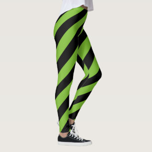Leggings Grand Motif de bande diagonale noir vert