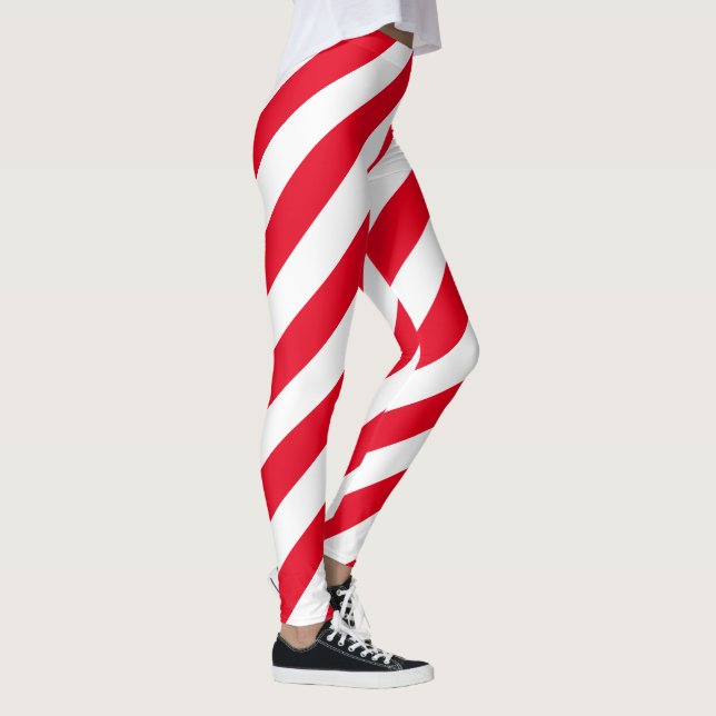 Leggings Grand motif de rayure de sucre de canne (Droite)
