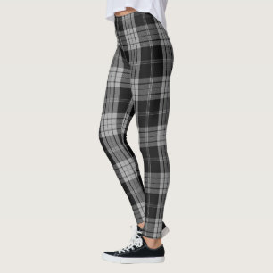 Leggings Grand plaid de tartan de toile gris noir