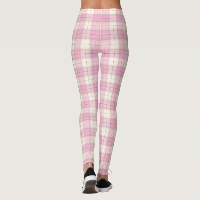 Leggings Grand Tartan rose Plaid Cute (Dos)