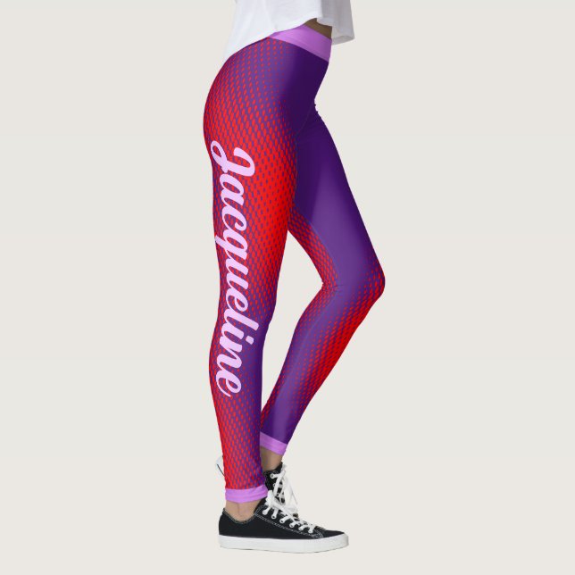 Leggings Grand texte de script blanc sur PURPLE (Droite)