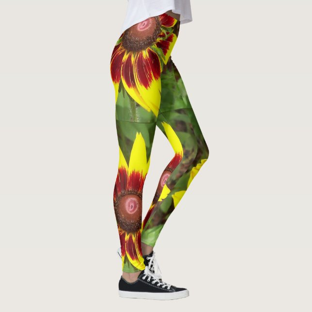 Leggings grande couverture orange et jaune Fleurs sur leggi (Droite)