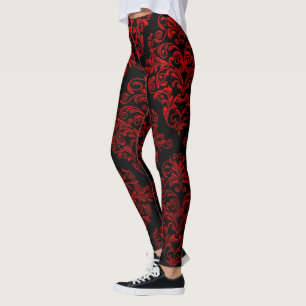 Leggings Grande élégance gothique de rouge de damassé