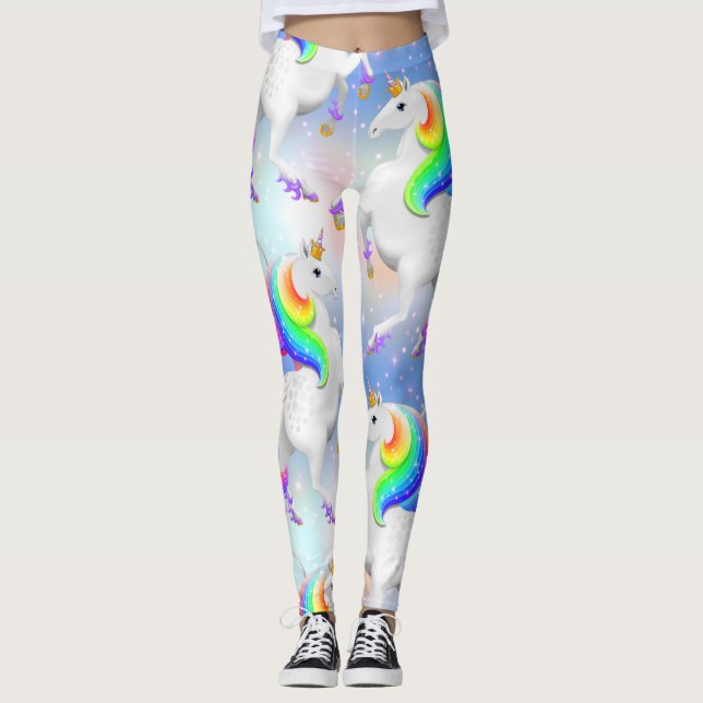 Leggings Grande licorne arc-en-ciel Princesse de la forêt (Devant)