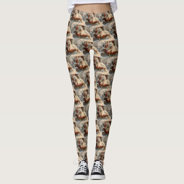 Leggings Grande Pyrenees Chien Fête de Noël (Devant)