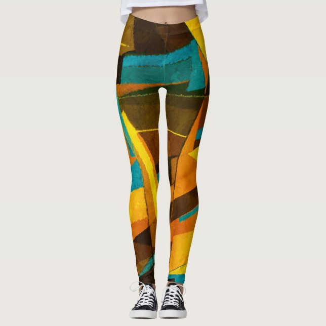 Leggings Grandes Abstraites colorées : Texture de peinture (Devant)