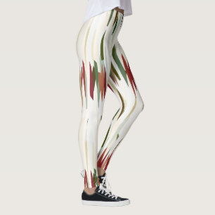 Leggings Grandes Abstraites vertes et rouges