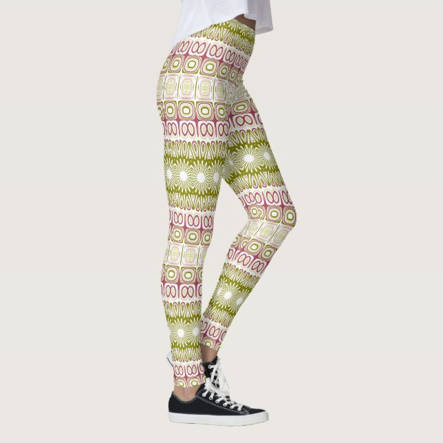 Leggings Grandes bandes de kaléidoscope rose et vert (Droite)