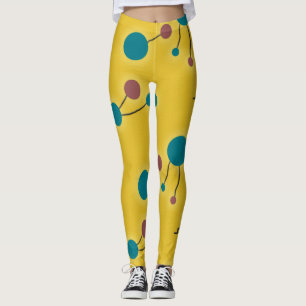Leggings Grandes molécules rétro-colorées Universe Jaune