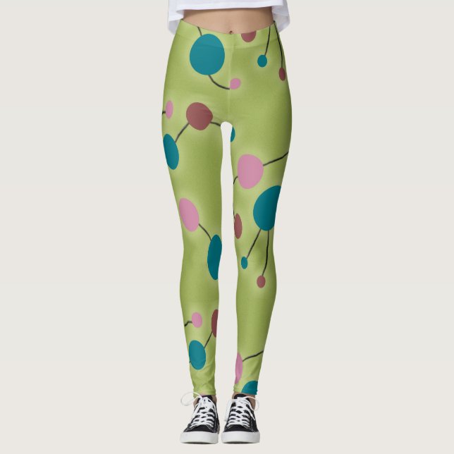 Leggings Grandes Molécules rétro-joueuses Universe Blue Gre (Devant)