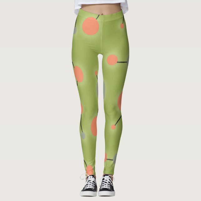 Leggings Grandes molécules rétro-ludiques Universe Peach Gr (Devant)