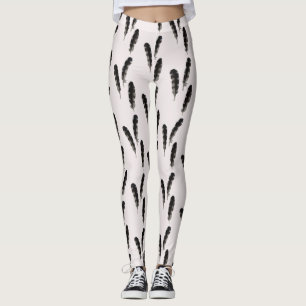 Leggings Grandes plumes de pic-bois tachetées Motif