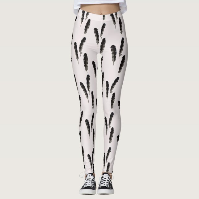 Leggings Grandes plumes de pic-bois tachetées Motif (Devant)