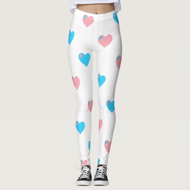 Leggings Grands Cœurs Fierté Trans (Devant)