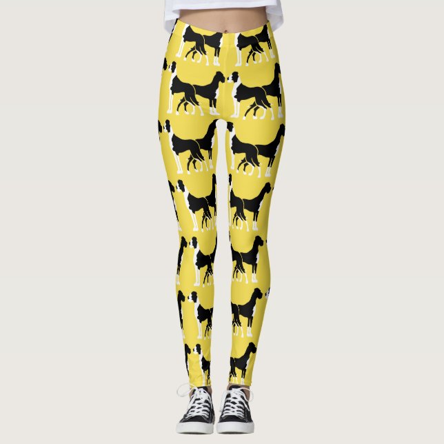 Leggings Grands Danois Boston jaune noir et blanc (Devant)