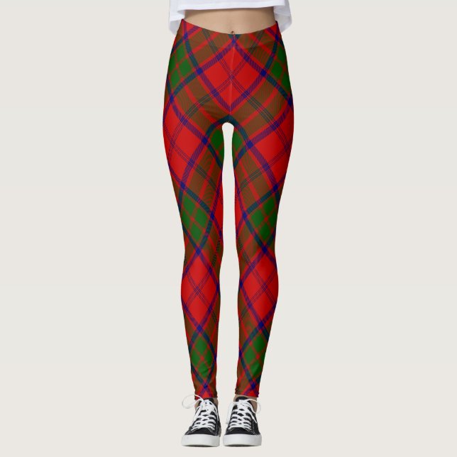 Leggings Grant tartan rouge vert plaid (Devant)
