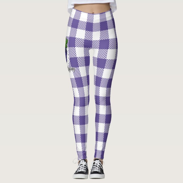 Leggings Grape on Violet Plaid (Devant)