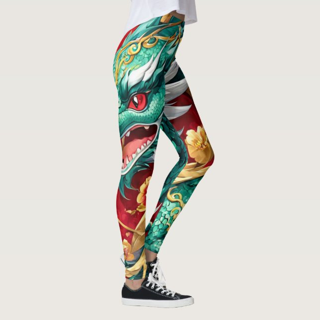 Leggings Graphique élégant de dragon chinois (Droite)