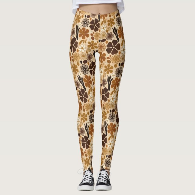 Leggings Graphique floral rétro des années 1970 (Devant)
