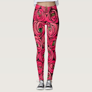 Leggings Graphique rose Art Nouveau Rennie Macintosh