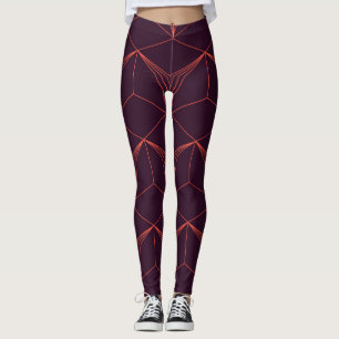 Leggings Graphique rouge-violet, simple, élégant, luxueux