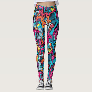 Leggings Graphique Vibrant Inspiré Graffiti