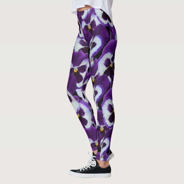 Leggings Grappes de pensées violettes et blanches : grâce h (Gauche)