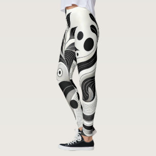 Leggings Gras Black & White Abstrait pour la salle de sport