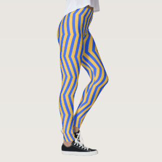 Leggings Gras bleu et or Chevron Zigzag Motif