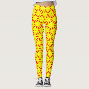 Leggings Gras brillant Vivid Rouge et Jaune Suns Motif