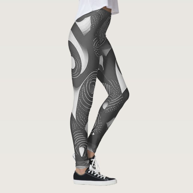 Leggings Gras et dynamiques : Gris et blanc Légendes Abstra (Droite)