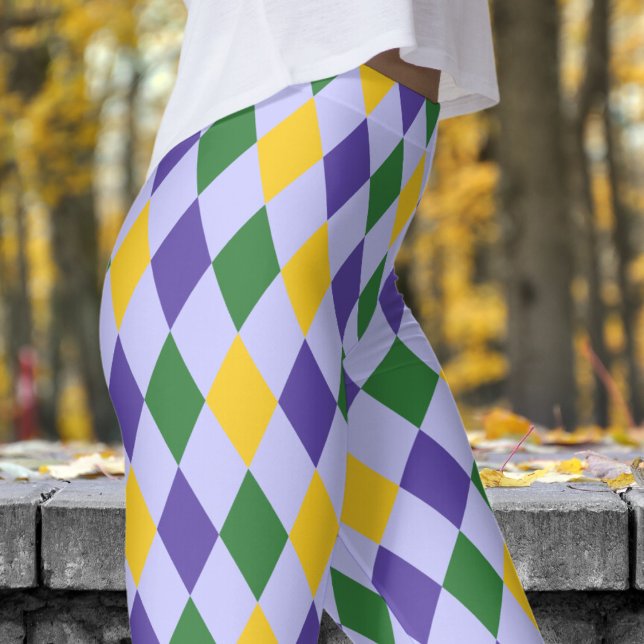 Leggings Gras Lavender Harlequin Check Patten (Harlequin and Lavender Leggings)