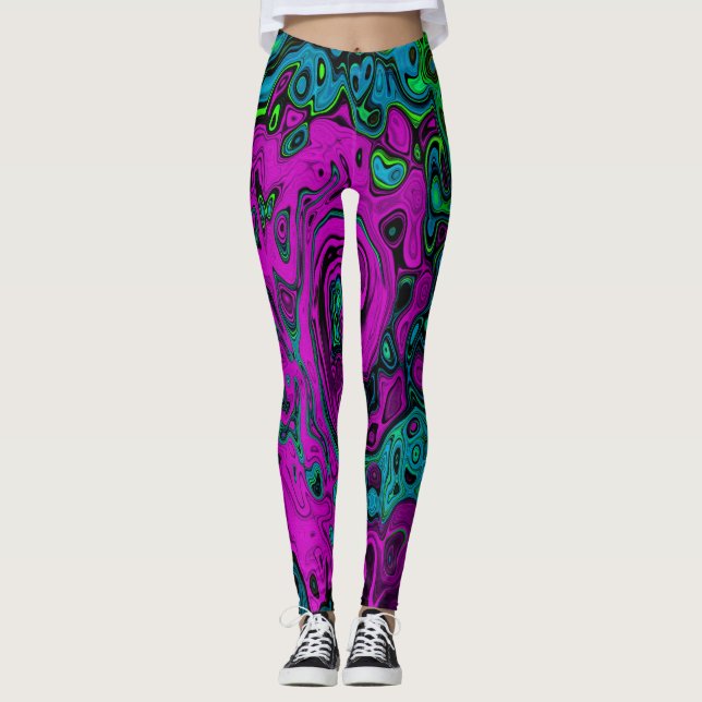 Leggings Gras Magenta Abstrait Super Liquid Art Swirl (Devant)