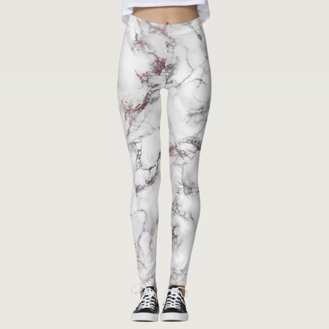 Leggings Gras Rose Gold Black et Marbre blanc (Devant)