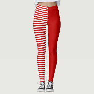 Leggings Gras rouge & blanc Motif rayé moderne minimaliste
