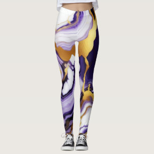 Leggings Gras Trendy violet jaune or faux marbre