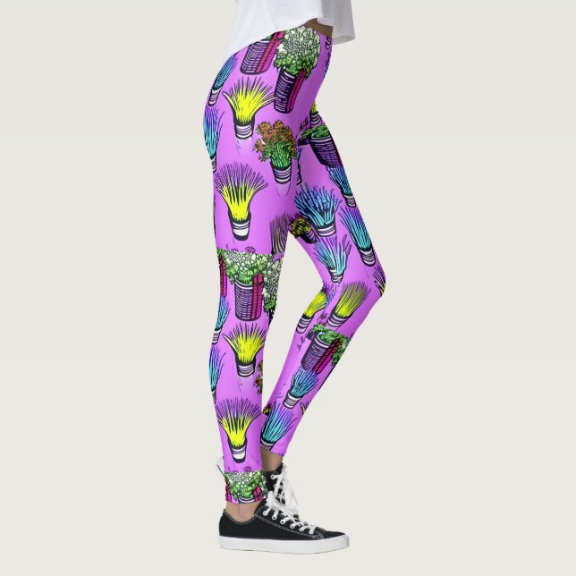 Leggings Grasses de pots de plante violet (Droite)