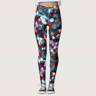 Leggings Gravure de paillettes multicolores