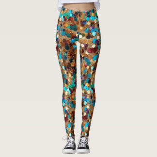 Leggings Gravure de paillettes multicolores