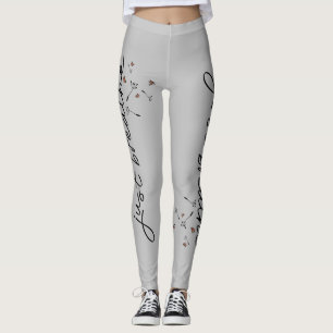 Leggings Gray Just Breathe Dandelion Inspirational Yoga