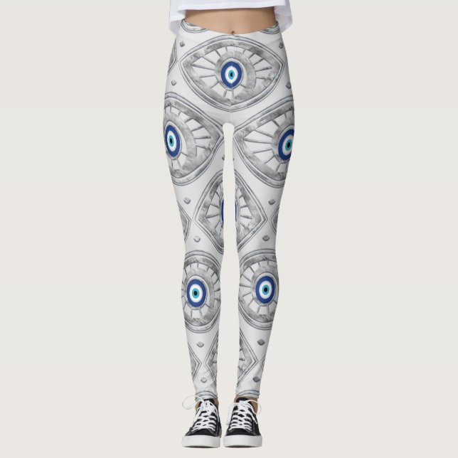 Leggings Grec Mati Mataki - motif d'oeil mauvais de (Devant)