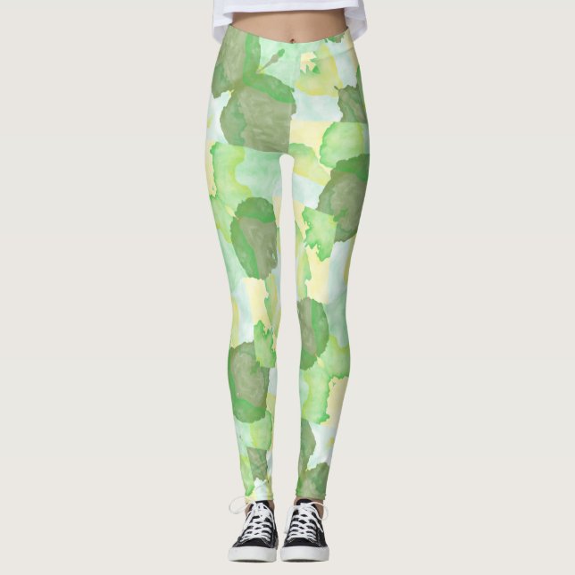 Leggings Green abstract art Magical wallpaper (Devant)